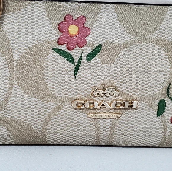 Coach Mini Skinny Id Case In Signature Canvas With Ditsy Print NWT - Picture 4 of 6